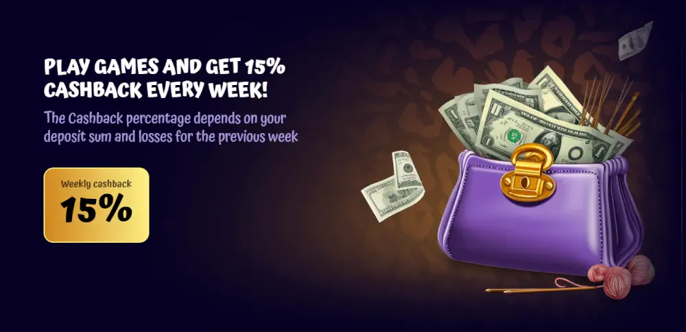 Spin Granny weekly 15% cashback promotion banner